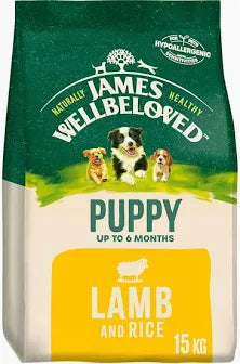 15KG James Wellbeloved Puppy Lamb & Rice Dog Food - Discounted Stock