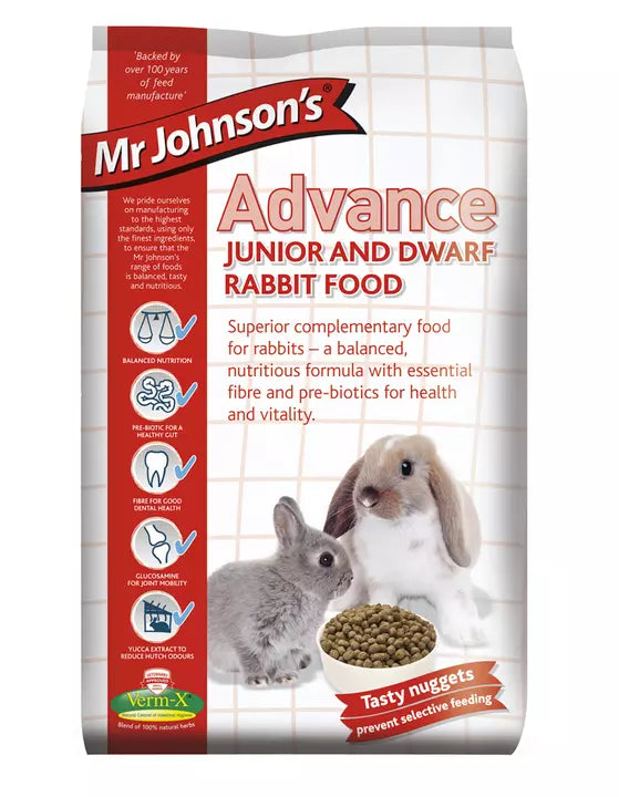 1.5KG Mr Johnsons Advance Junior and Dwarf Rabbit Food - BB MARCH 26