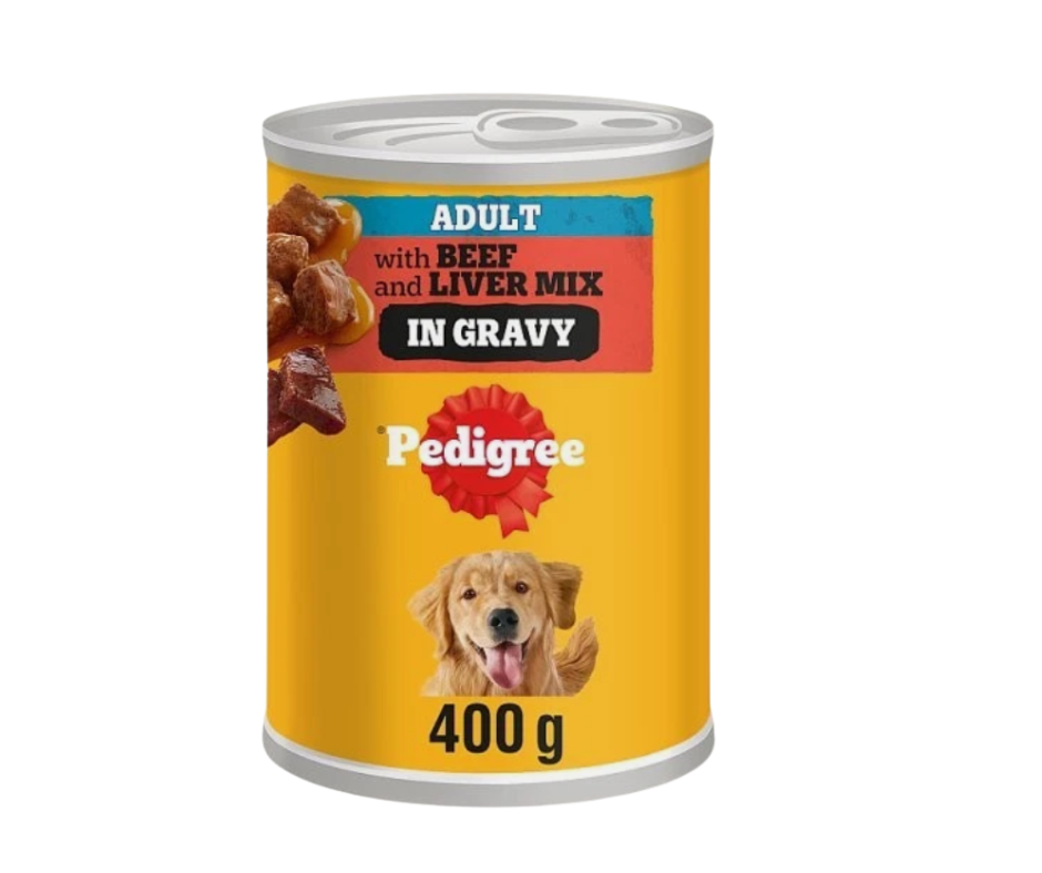 8 x 400g Pedigree Adult Beef with Liver Mix in Gravy - Discounted Stock