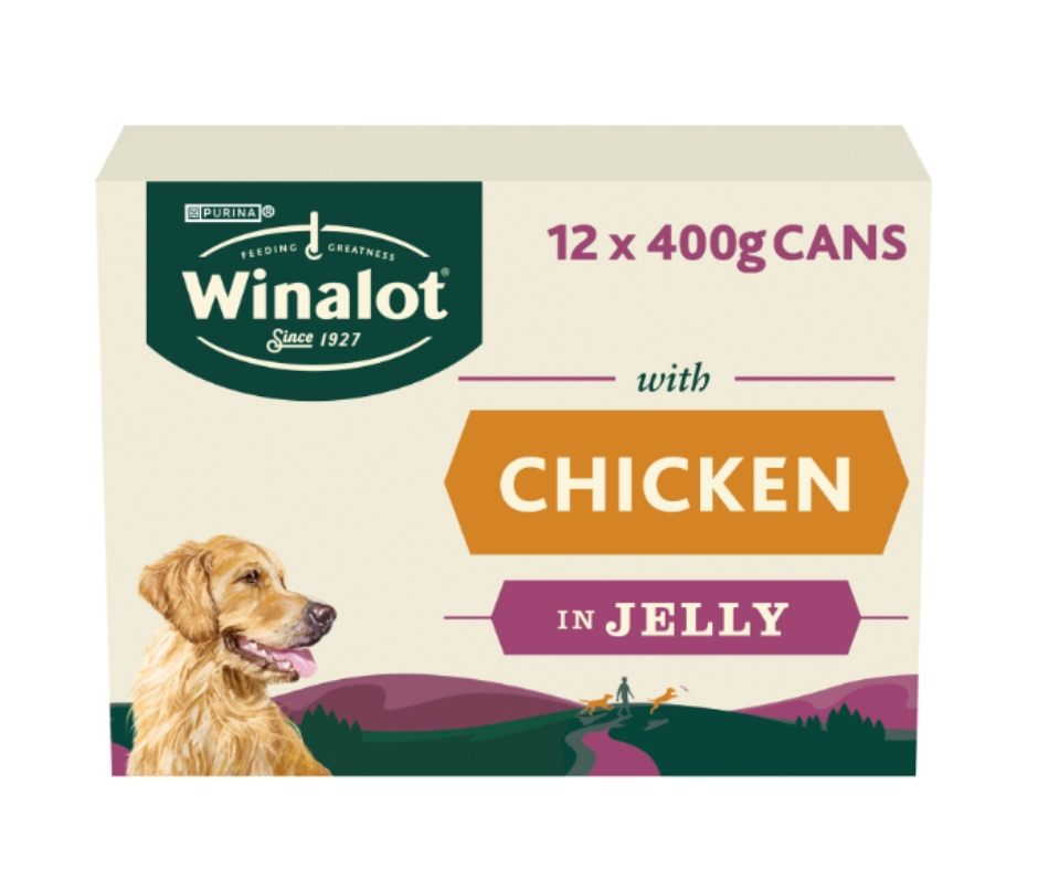 WINALOT Cans Classics Mixed in Jelly Chicken dog food 12 x 400g - Discounted Stock
