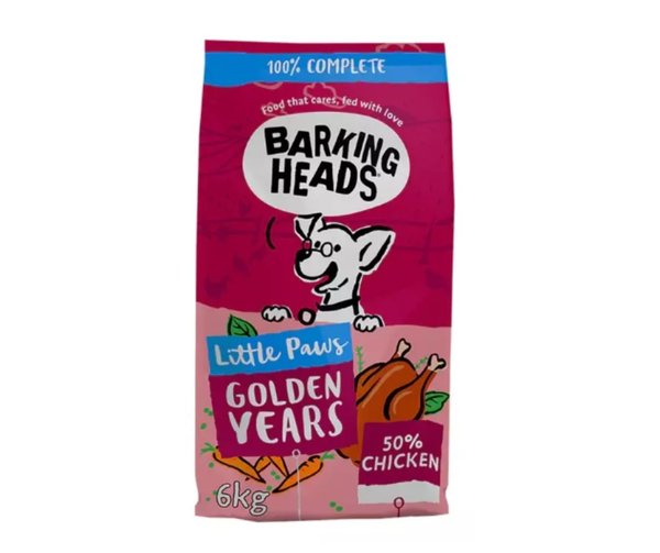 6kg Barking Head Little Paws Golden Years Chicken - Dated 05/2026