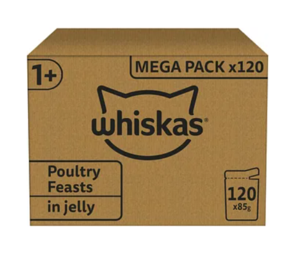 WHISKAS Adult Wet Cat Food in Jelly 120x85g Poultry Feast