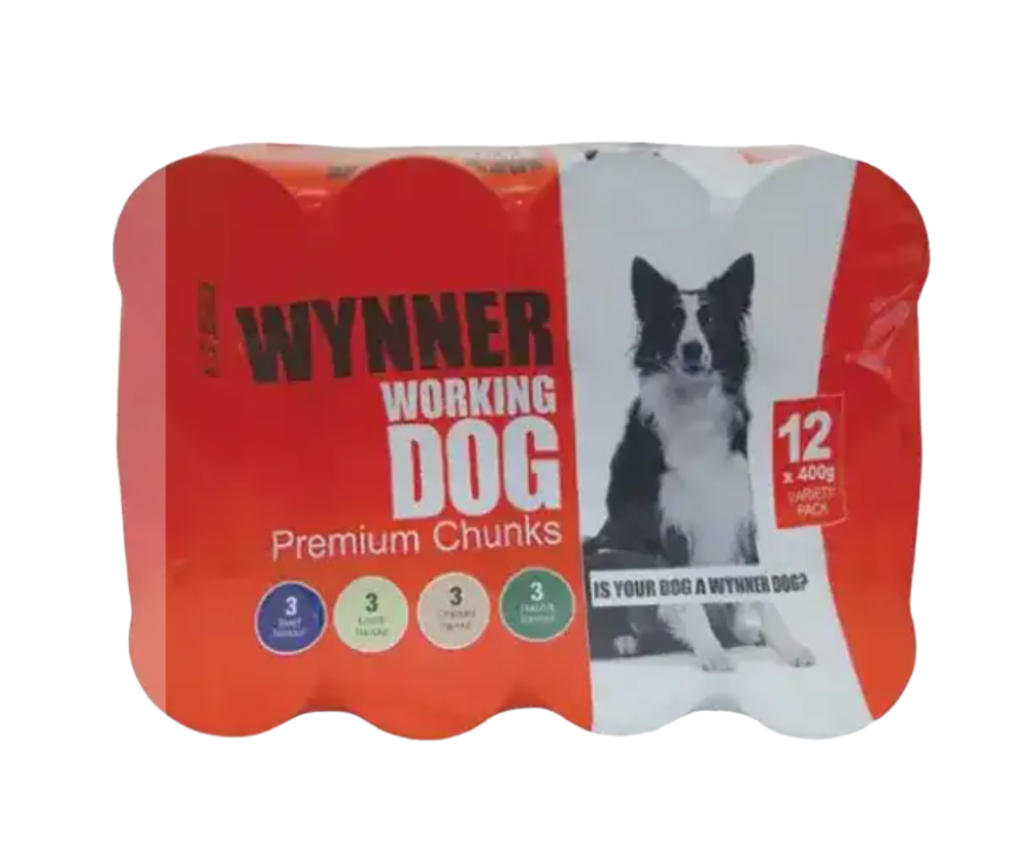 Wynner Working Dog Food Tins 12 x 400g - Damaged Packaging