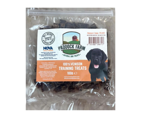 Paddock Farm Venison Training Treats - 100g - Dated March 2026