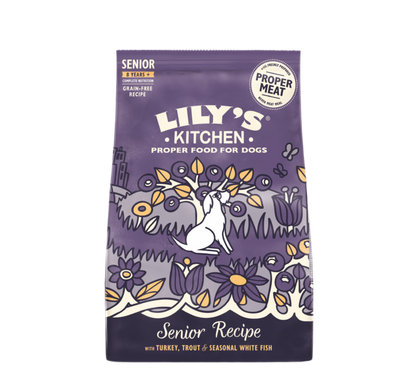 7KG Lily’s Kitchen Senior Recipe with Turkey, Trout & Seasonal White Fish Dog Food - Discounted Stock