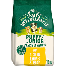 15KG James Wellbeloved Puppy/Junior Lamb Dog Food - BB JULY 26