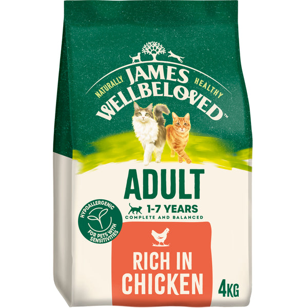 4KG James Wellbeloved Adult Chicken Cat Food - Damaged Packaging