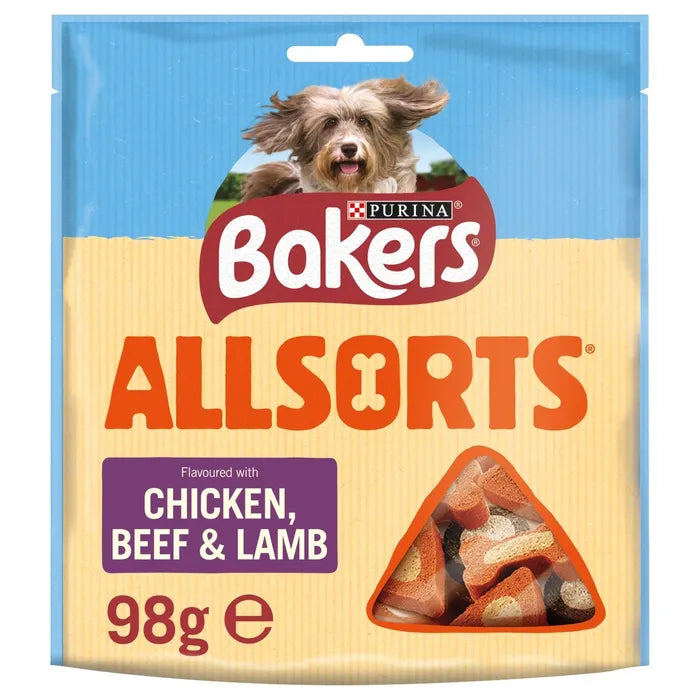 Bakers Allsorts Delicious Meaty Bite Size Dog Treat 98g - BB DEC 26