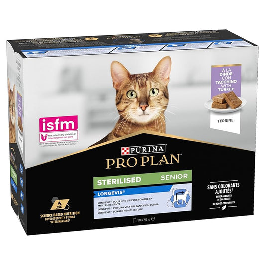 Purina Pro Plan Sterilised Senior Cat Wet Food 10x75g - Discounted Stock