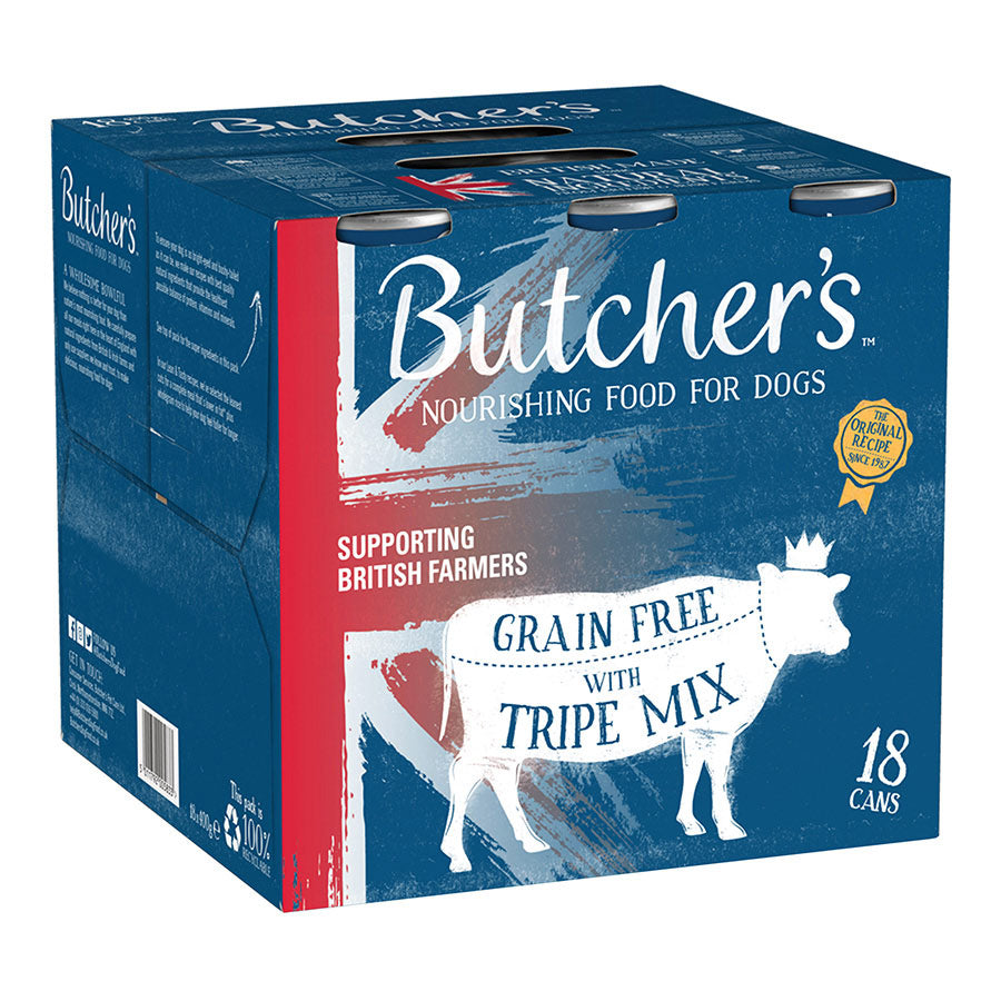 Butchers Grain Free Tripe Dog Food 18x400g - Discounted Stock