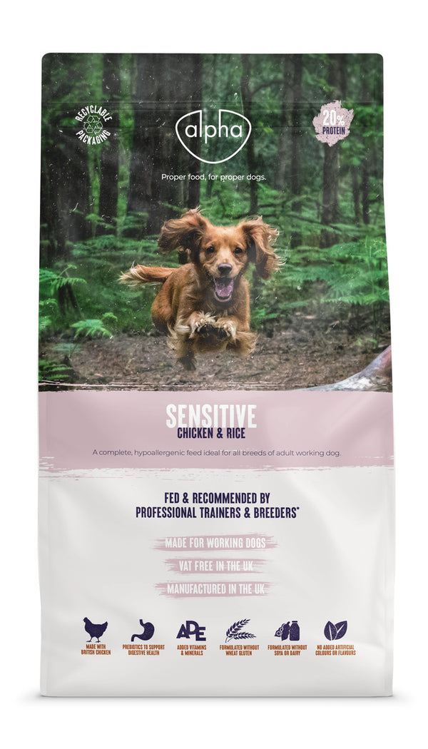15KG Alpha Sensitive Chicken Dog Food - Discounted Stock