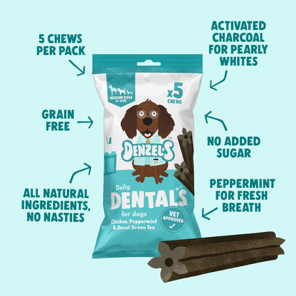 Denzels Dental Dog Treats for Medium Dogs 5x20g - BB MAY 26