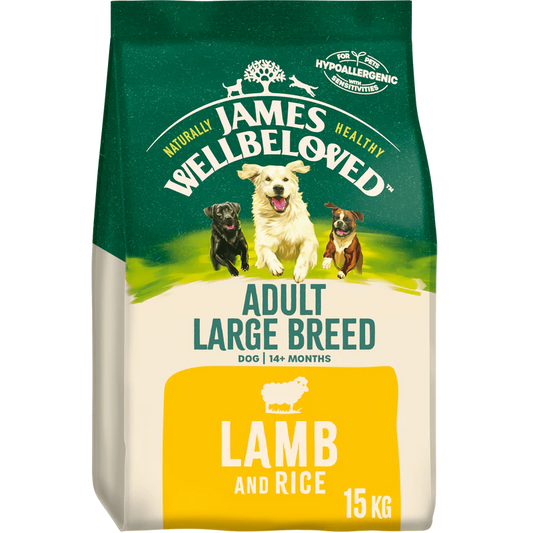 15KG James Wellbeloved Large Breed Lamb and Rice Dog Food - Discounted Stock