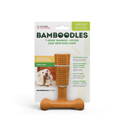 Bamboodles T Bone Chew Toy for Dogs Peanut Flavour