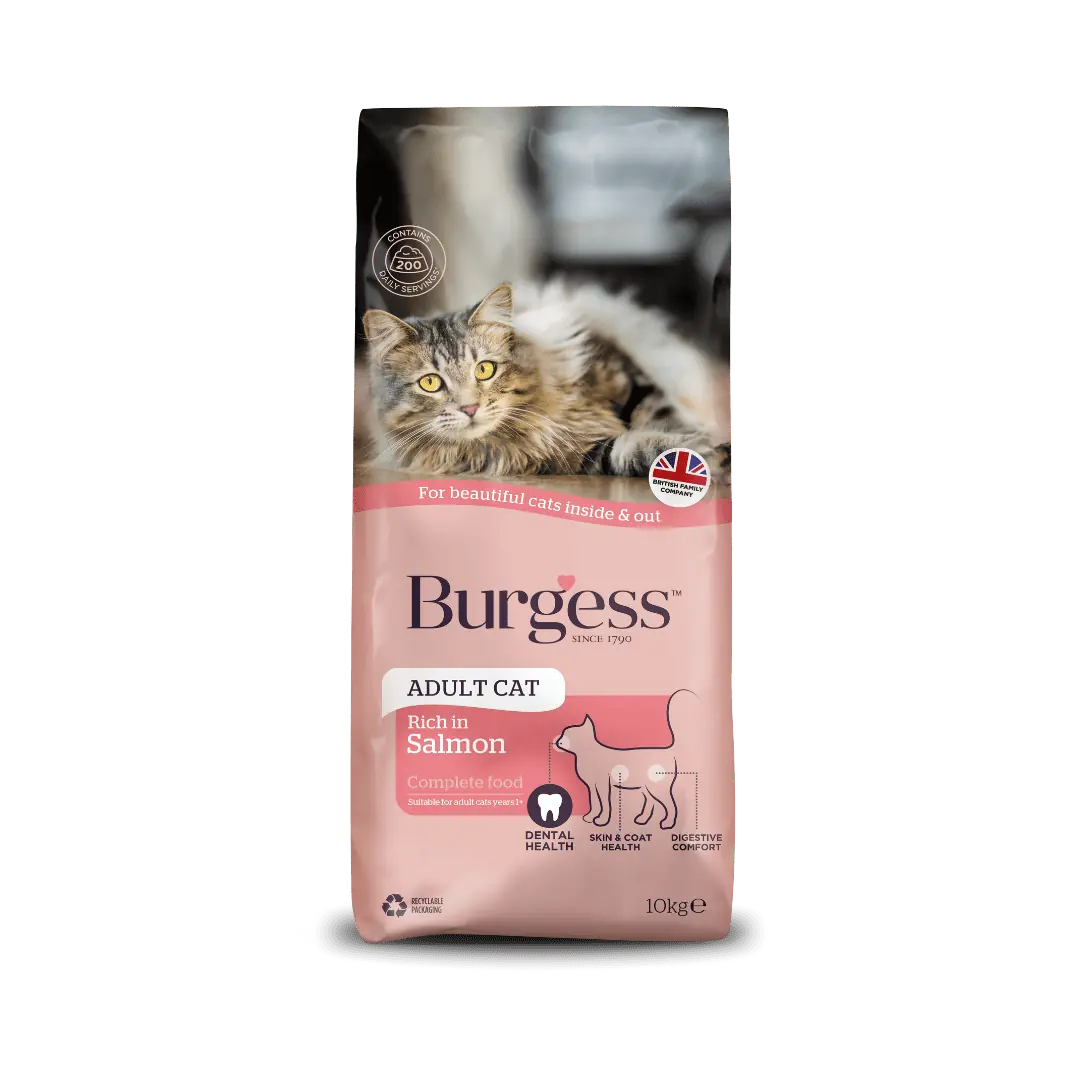 10KG Burgess Salmon Adult Cat Food - Damaged Packaging