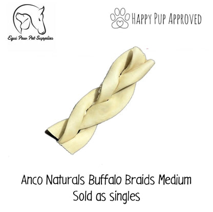 Anco Naturals Buffalo Braids Medium - Iron rich dental dog chew