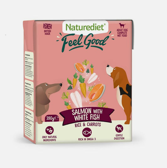 Naturediet Feel Good Salmon & White Fish 390g - Discounted stock