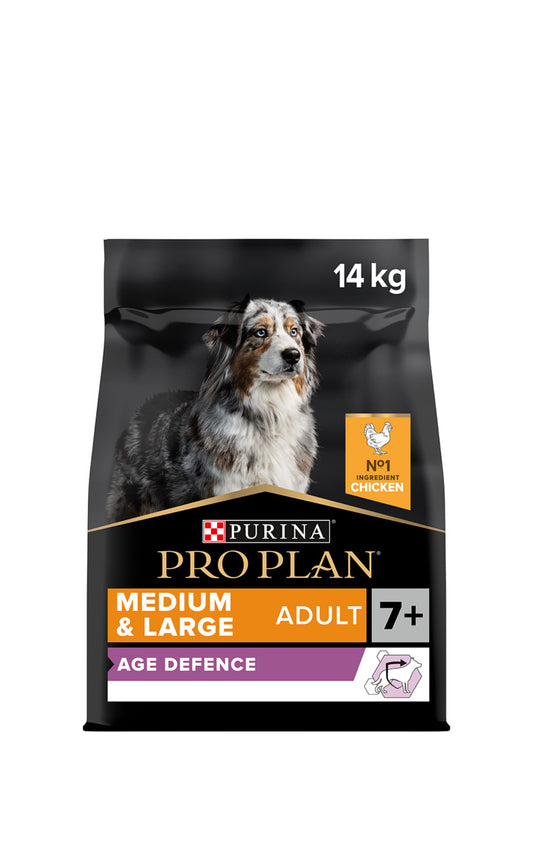 14KG Pro Plan Medium & Large 7+ Adult Senior Chicken Dog Food - Discounted Stock