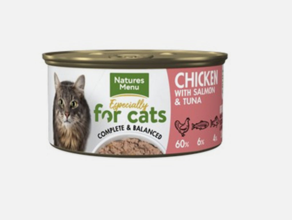 Natures Menu Chicken with Salmon and Tuna Cat Can 85g - Discounted Stock
