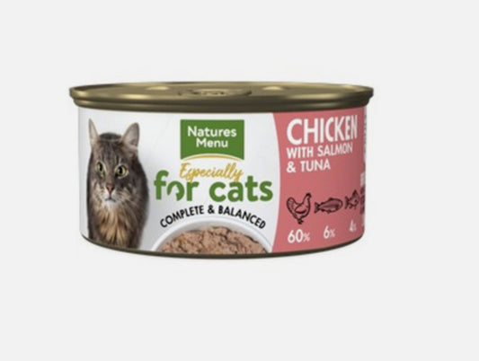Natures Menu Chicken with Salmon and Tuna Cat Can 85g - Discounted Stock