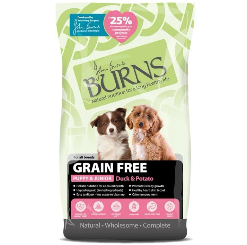 Burns Puppy/Junior Grain Free Duck & Potato Dog Food - Damaged stock