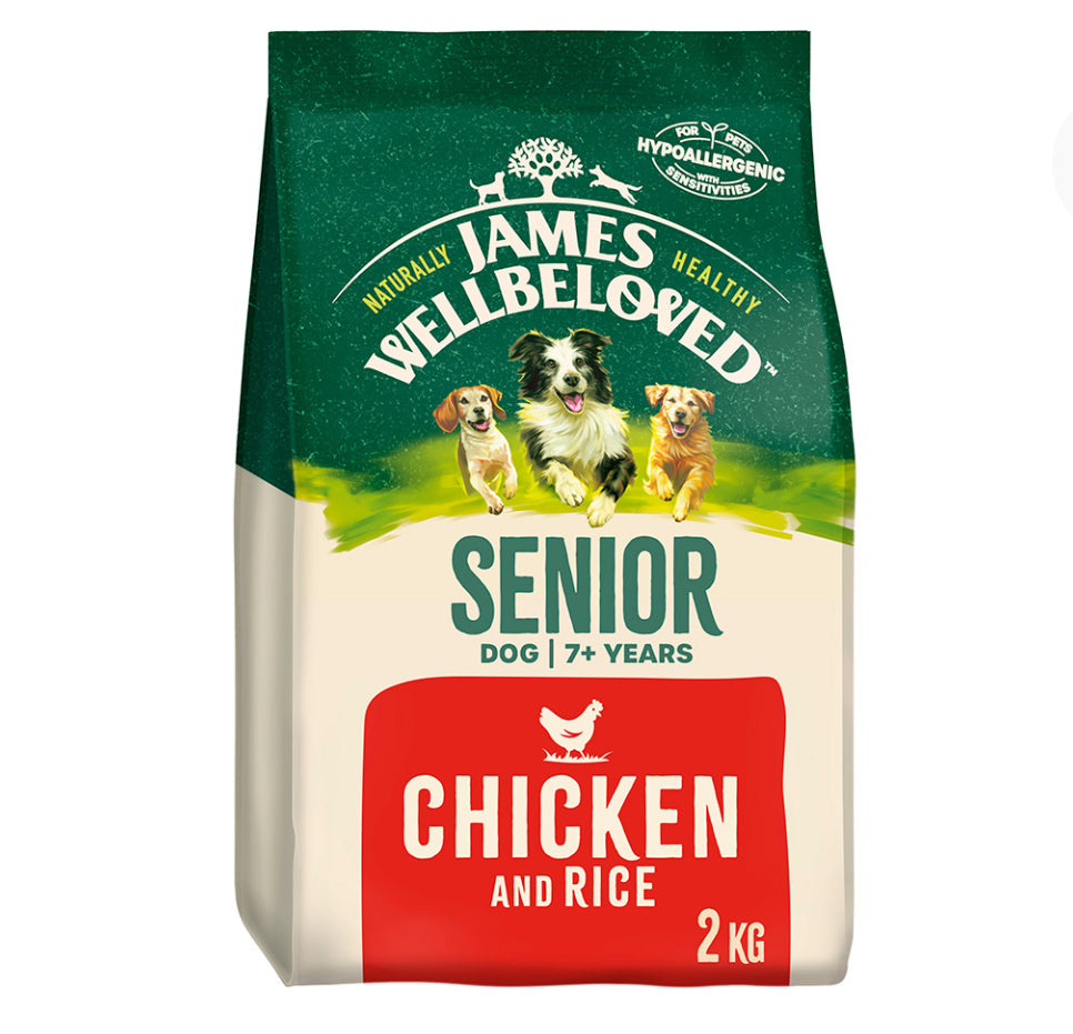15KG James Wellbeloved Senior Chicken & Rice Dog Food - Discounted Stock