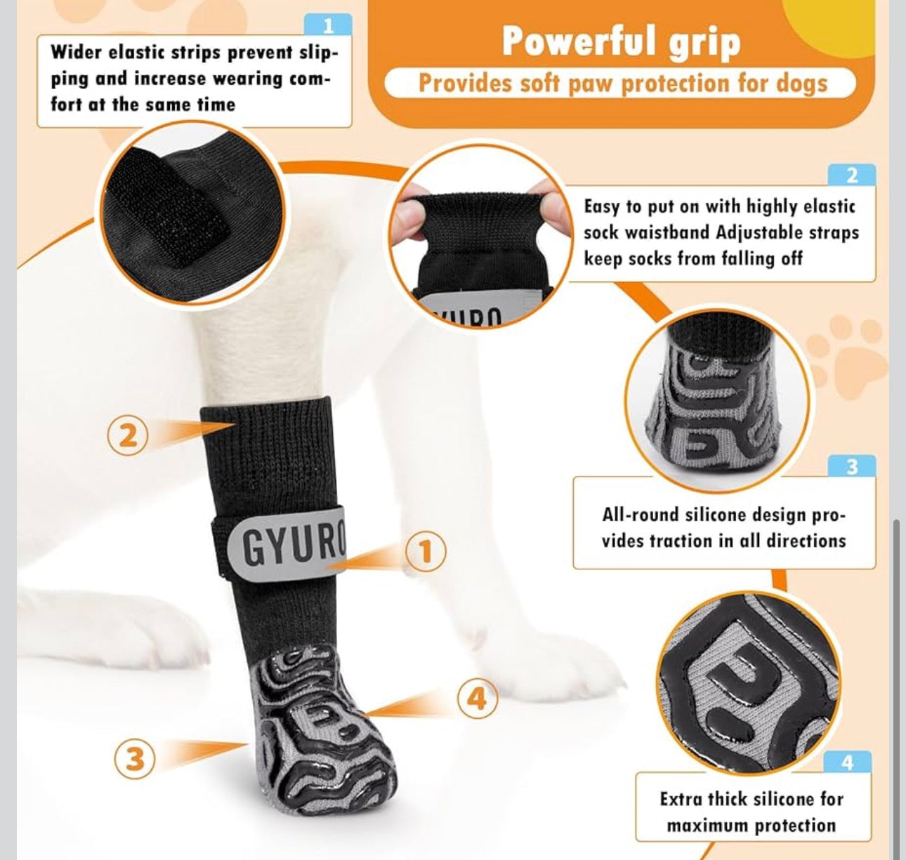 Gyuro Dog Socks Paws Stop Licking Medium