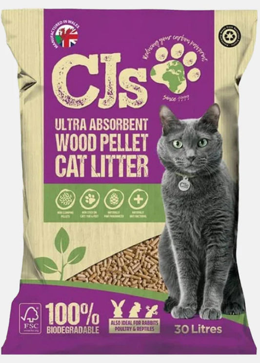CJs ultra absorbent wood pellet cat litter