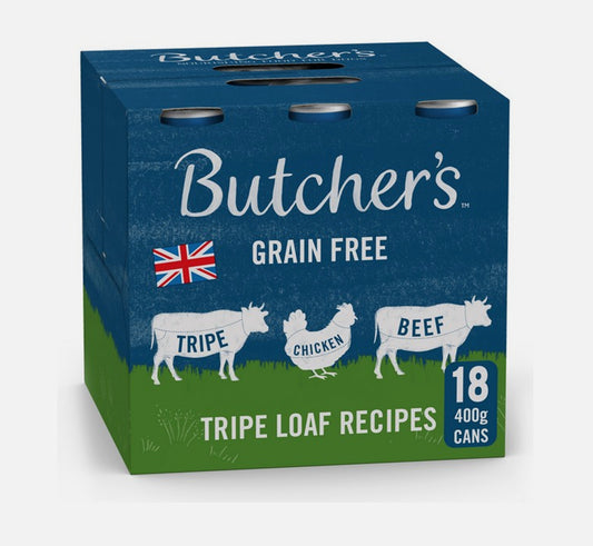 18 pack Butchers grain free tripe loaf - discounted stock
