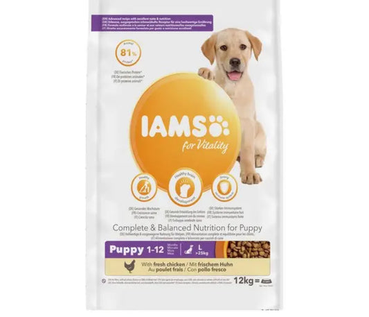 12kg Iams large breed puppy chicken - Discounted Stock