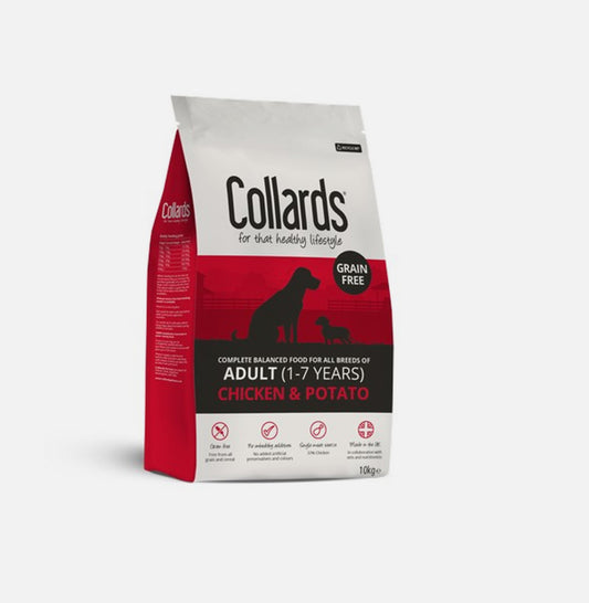 10KG Collards Grain Free Hypoallergenic Adult Chicken and Potato Dry Dog Food - Discounted Stock