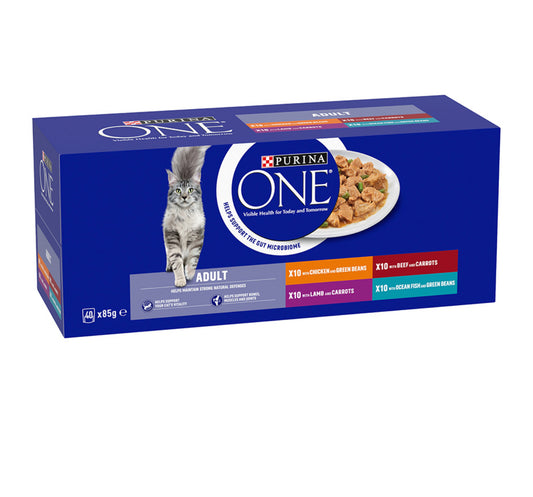 Purina One Mixed Flavoured Adult Cat Food 40 x 85g Pouches - Discounted Stock