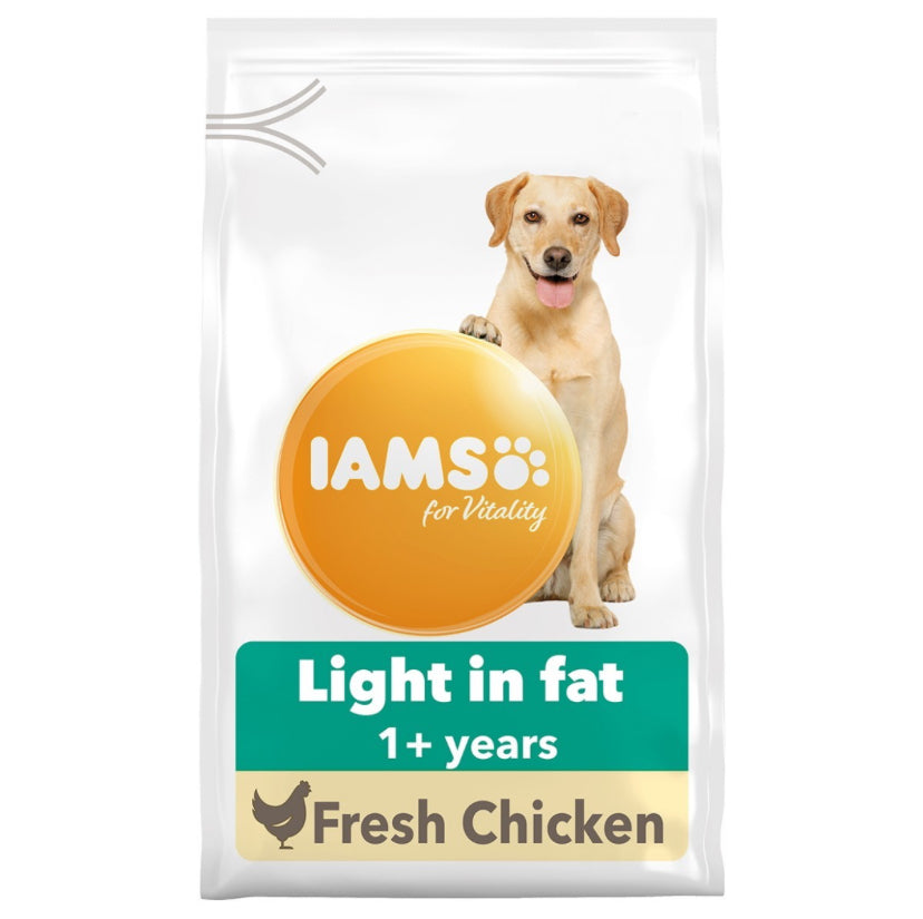 12KG Iams Light in Fat Chicken Adult Dog Food - Discounted Stock