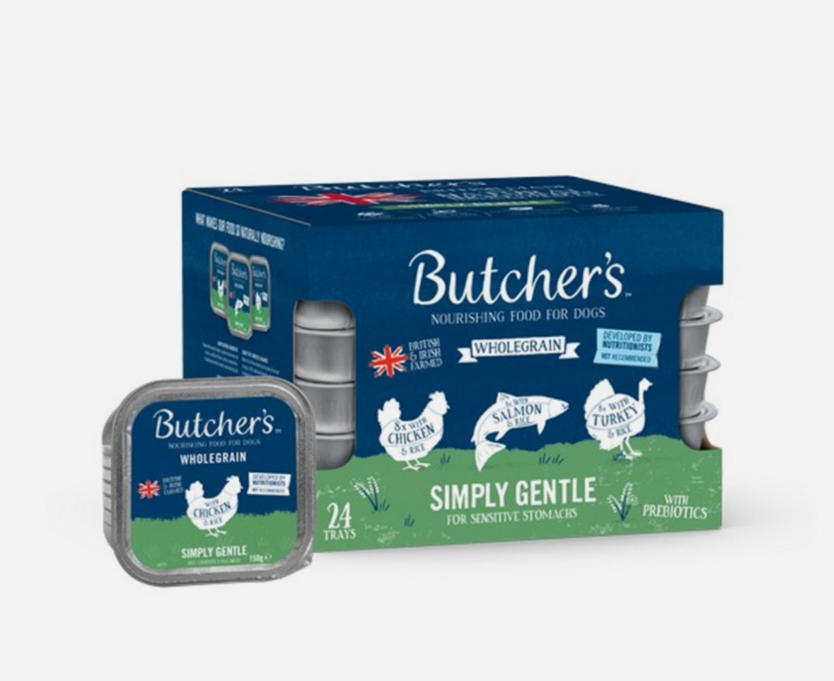 Butchers Simply Gentle Dog Food Trays 24x150g - discounted stock