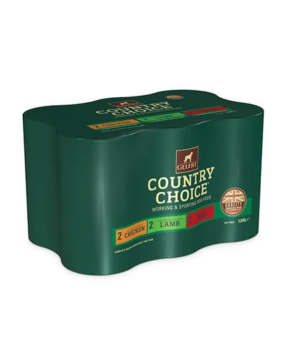 6 x 1200g Gelert Country Choice Working Dog Variety - Damaged Packaging
