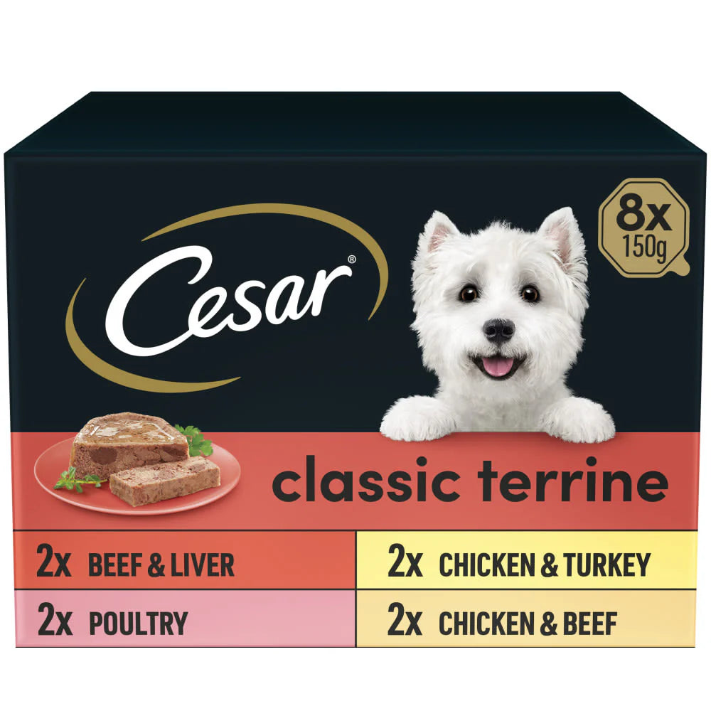 8x150g Cesar Classic Terrine Wet Dog Food - Damaged Packaging