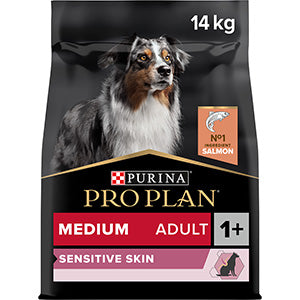 14KG Pro Plan Sensitive Skin Salmon Medium Breed Dog Food - Discounted Stock