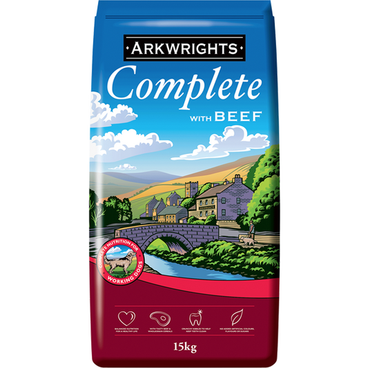 15KG Arkwrights Adult Beef Dog Food - Discounted Stock