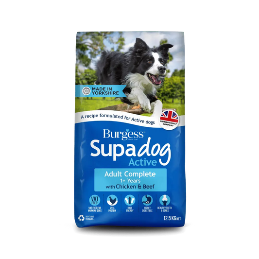 12.5KG Burgess Supadog Active Dog Food - Discounted Stock