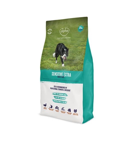 15KG Alpha Sensitive Extra with Duck and Rice Dog Food - Discounted Stock