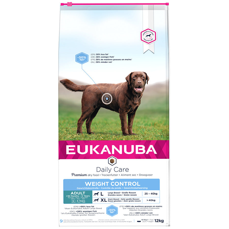 12KG Eukanuba Weight Control Adult L/XL Dog Food - Damaged Packaging