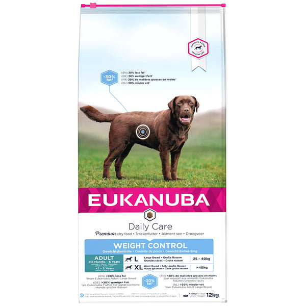 12KG Eukanuba Weight Control Adult L/XL Dog Food - Damaged Packaging