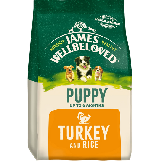 15KG James Wellbeloved Puppy Turkey & Rice Dog Food - Discounted Stock