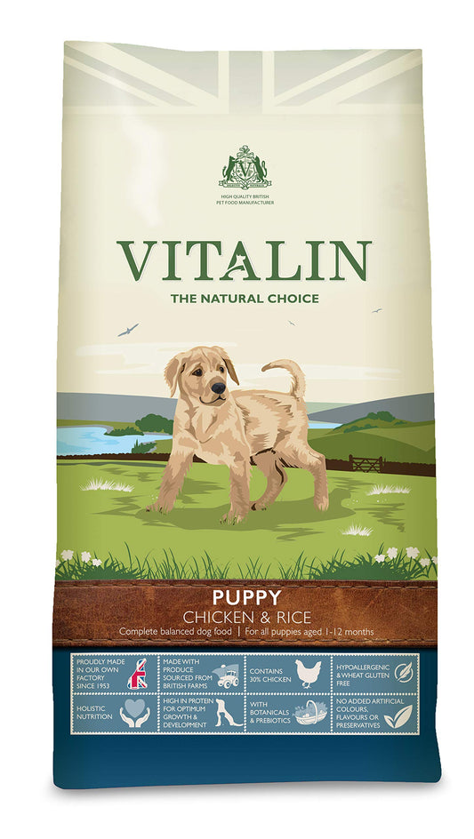 2kg Vitalin Puppy Chicken & Rice Dog Food - Dated July 2024