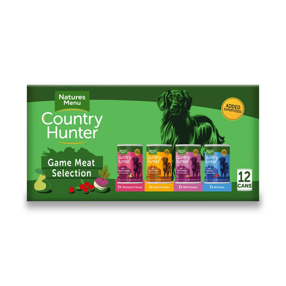 12x400g Natures Menu Country Hunter Game Meat Selection Dog Food - Damaged Packaging