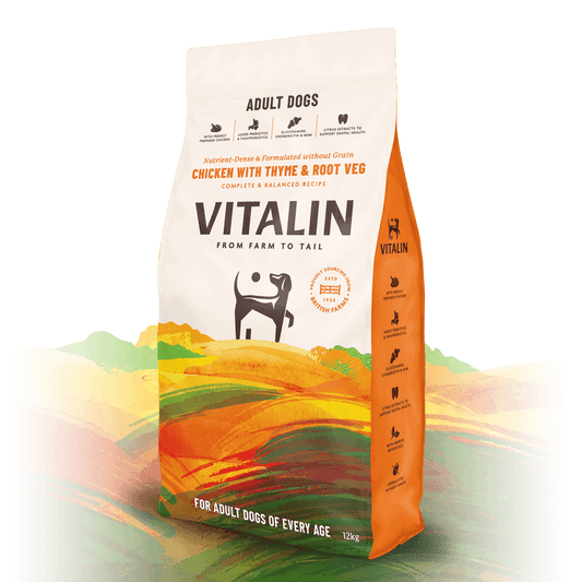 12KG Vitalin Chicken with Thyme & Root Veg Adult Dog Food - Discounted Stock