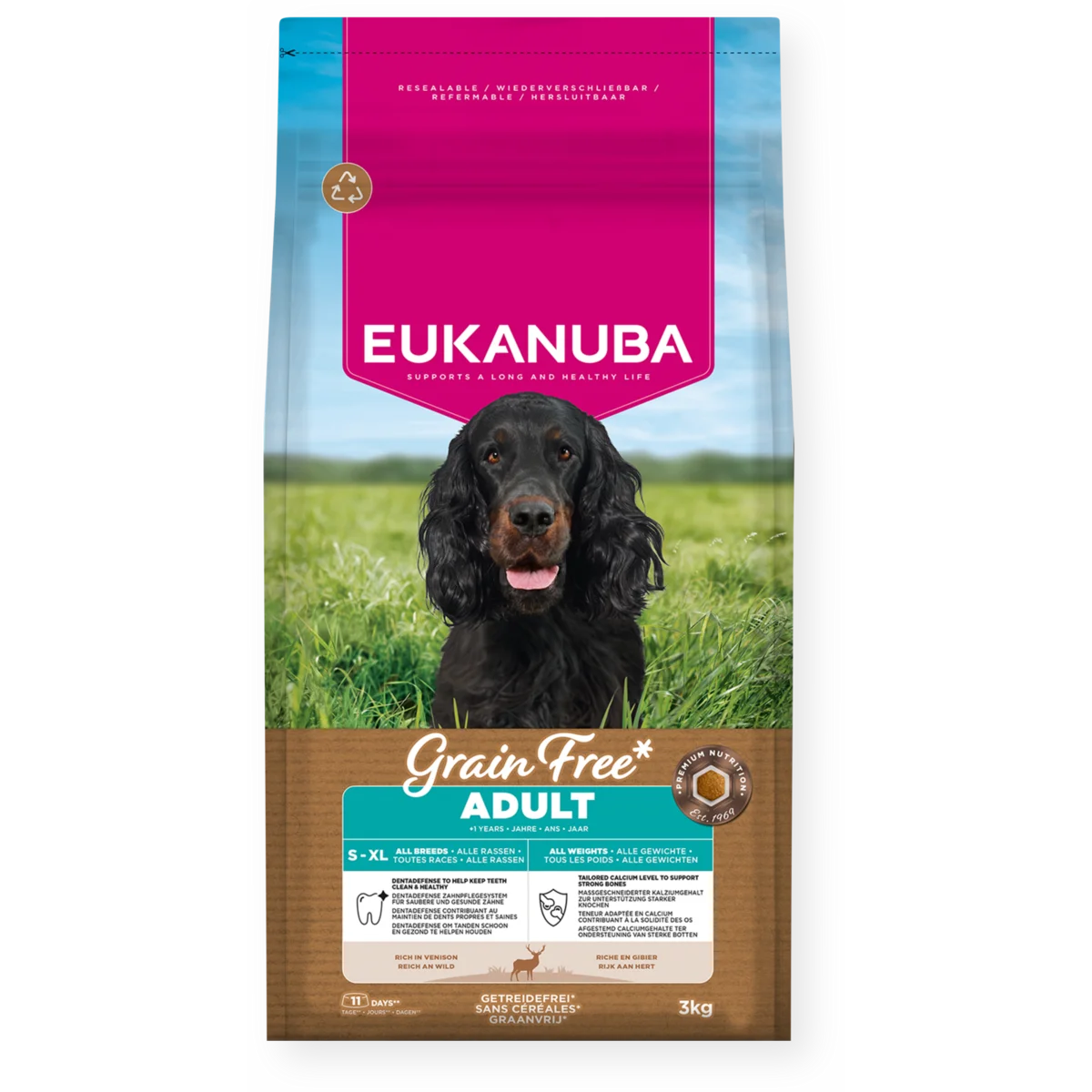 12KG Eukanuba Adult Grain Free Venison Adult Dog Food - Damaged Packaging