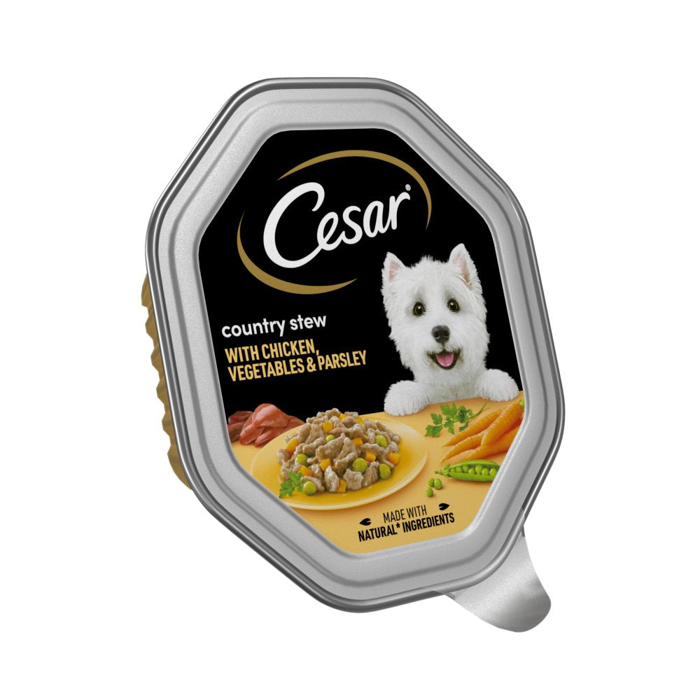 14 x 150g Cesar Country Stew Chicken, Veg & Parsley Wet Dog Food - Damaged Packaging