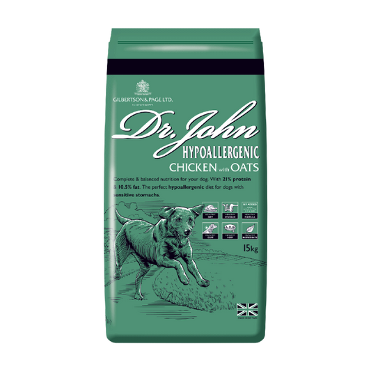 12.5KG Dr John Hypoallergenic Chicken & Oats Dog Food - Discounted Stock