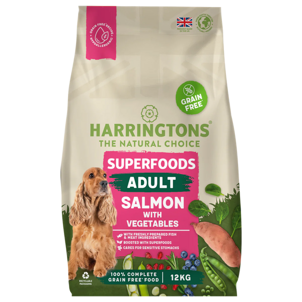 12KG Harringtons Superfoods Salmon & Veg Dog Food - Discounted Stock